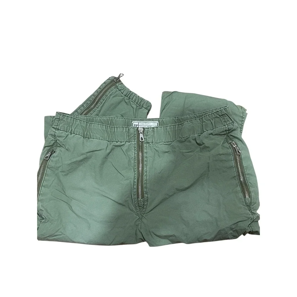 Free‎ People Pants Womens XS Green Utility Cargo Zipper Jogger Pockets Casual